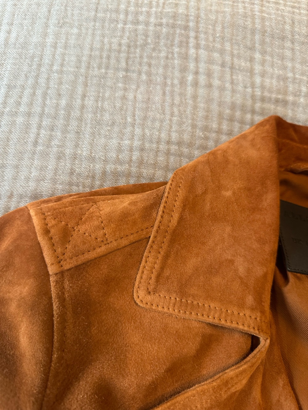 All Saints Elora Suede 100% Goat Suede Biker Moto Jacket Camel NWOT - Picture 8 of 8